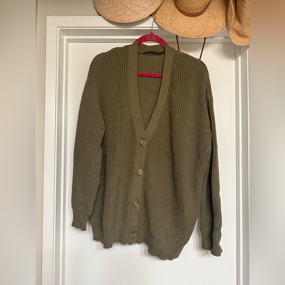 Jenni Kayne Cocoon Cotton Cardigan small Sage olive color